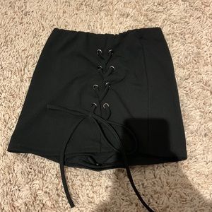 black lace up skort
